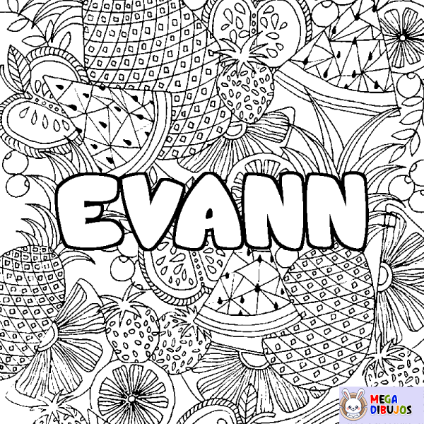 Coloración del nombre EVANN - decorado mandala de frutas