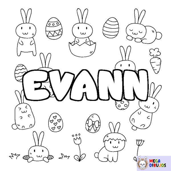 Coloración del nombre EVANN - decorado Pascua