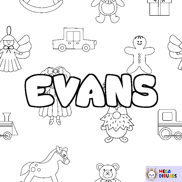 Coloración del nombre EVANS - decorado juguetes