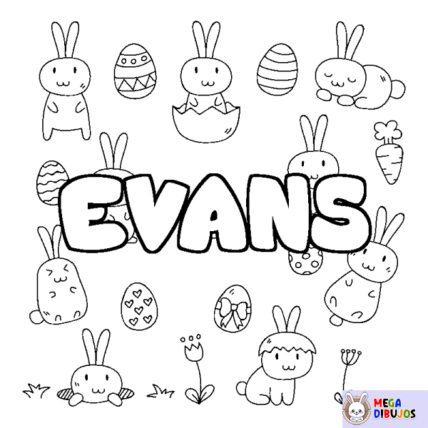 Coloración del nombre EVANS - decorado Pascua