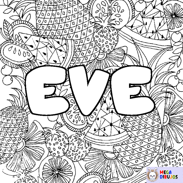 Coloración del nombre EVE - decorado mandala de frutas