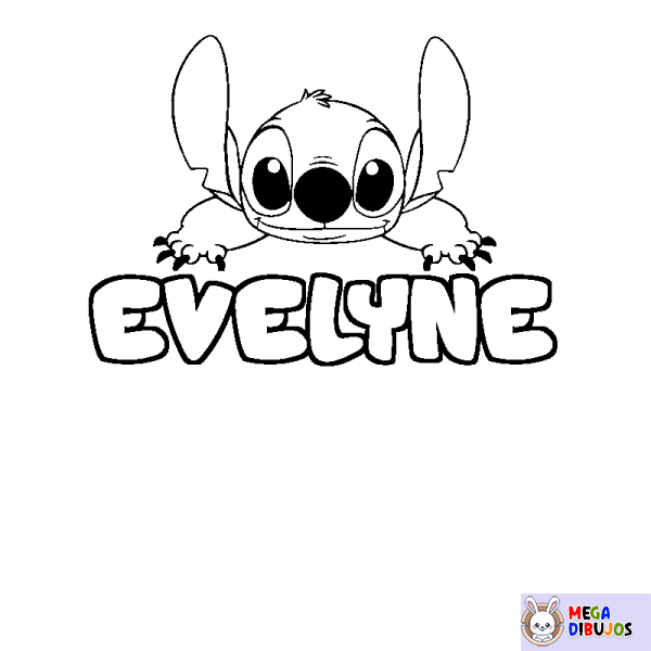 Coloración del nombre EVELYNE - decorado Stitch