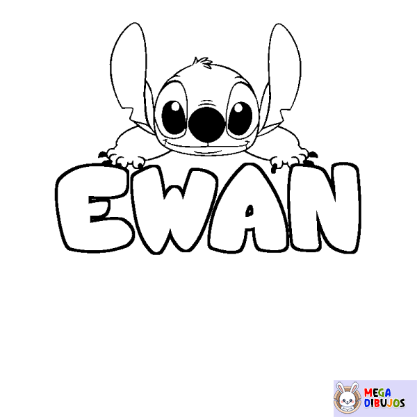 Coloración del nombre EWAN - decorado Stitch