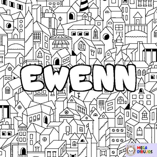 Coloración del nombre EWENN - decorado ciudad