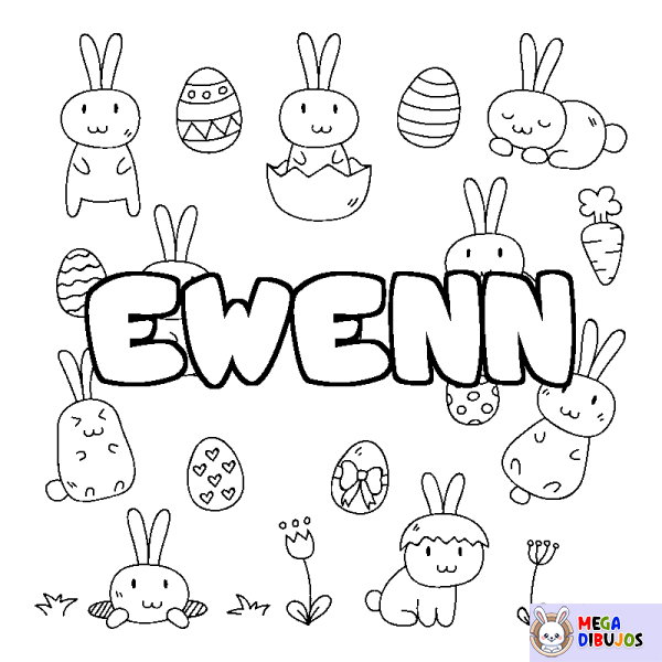 Coloración del nombre EWENN - decorado Pascua