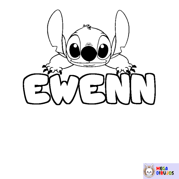 Coloración del nombre EWENN - decorado Stitch