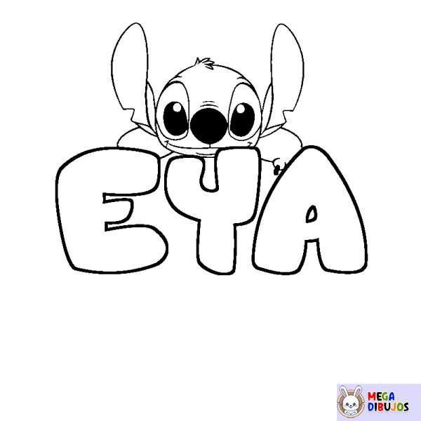 Coloración del nombre EYA - decorado Stitch