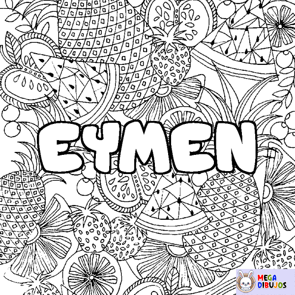 Coloración del nombre EYMEN - decorado mandala de frutas