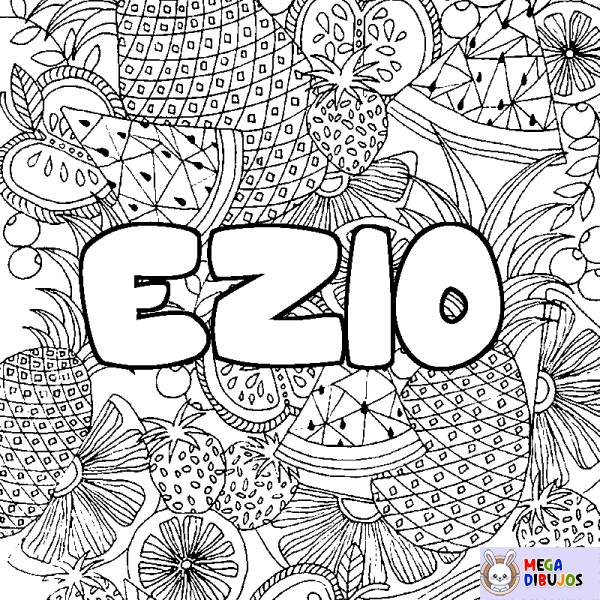 Coloración del nombre EZIO - decorado mandala de frutas