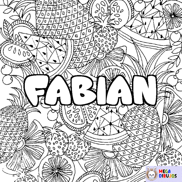 Coloración del nombre FABIAN - decorado mandala de frutas