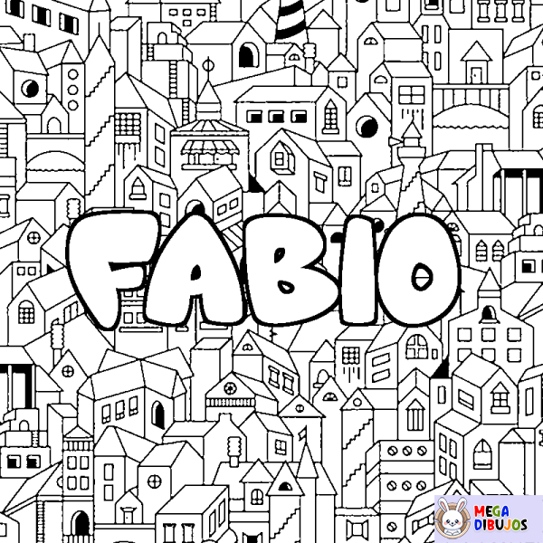 Coloración del nombre FABIO - decorado ciudad