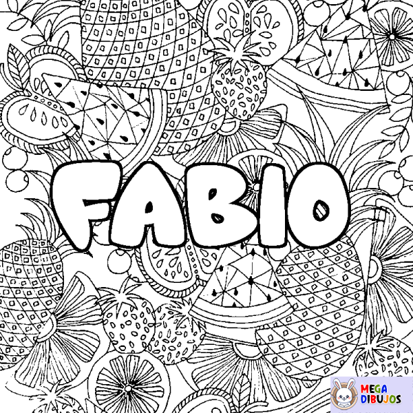 Coloración del nombre FABIO - decorado mandala de frutas