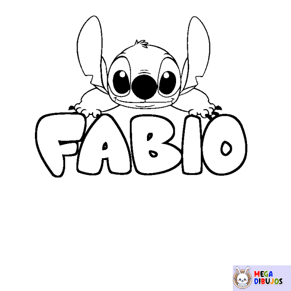 Coloración del nombre FABIO - decorado Stitch