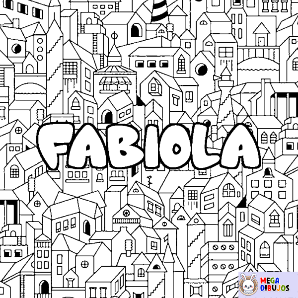 Coloración del nombre FABIOLA - decorado ciudad