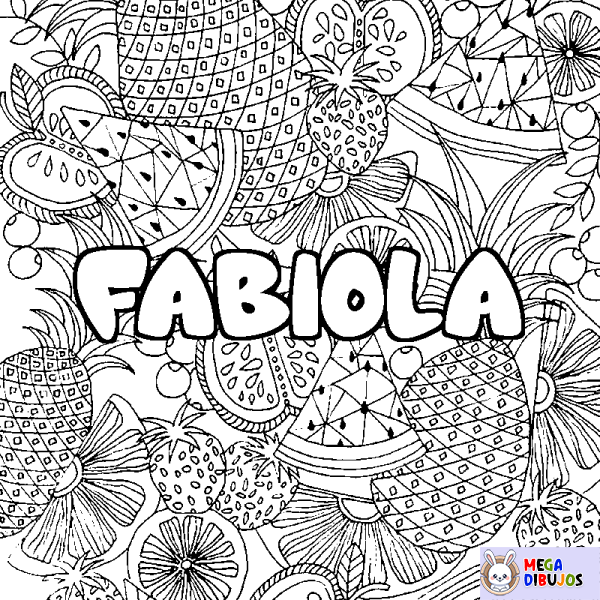 Coloración del nombre FABIOLA - decorado mandala de frutas