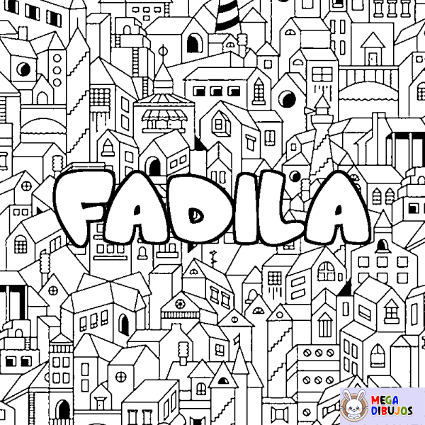 Coloración del nombre FADILA - decorado ciudad