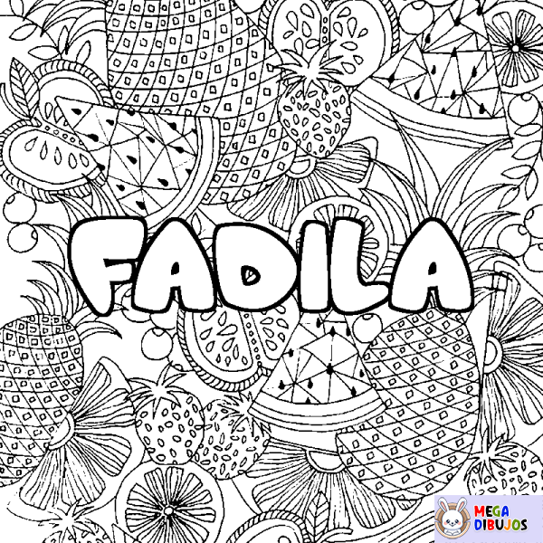 Coloración del nombre FADILA - decorado mandala de frutas