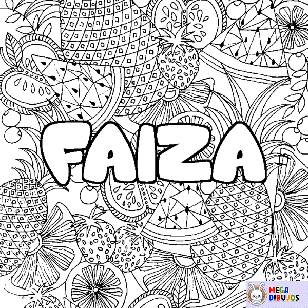 Coloración del nombre FAIZA - decorado mandala de frutas