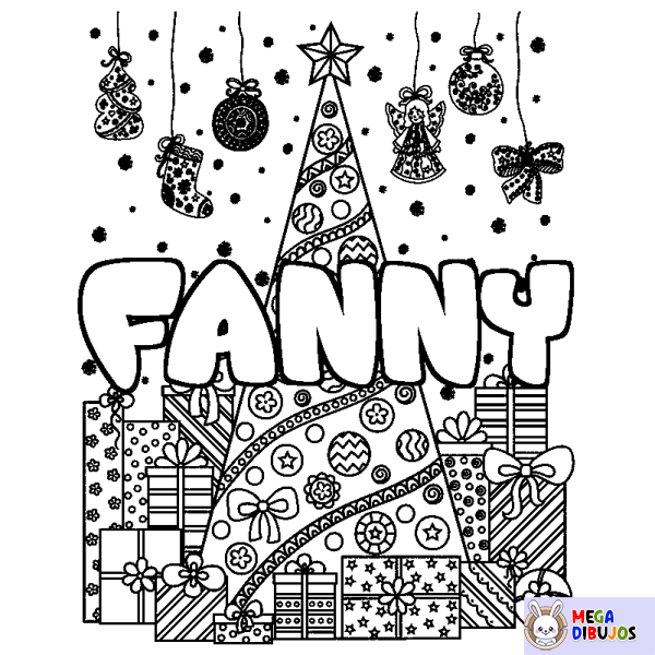 Coloración del nombre FANNY - decorado &aacute;rbol de Navidad y regalos