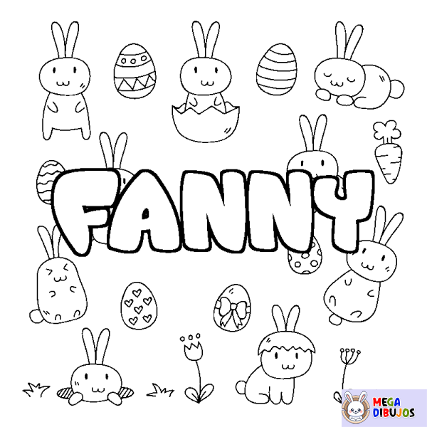 Coloración del nombre FANNY - decorado Pascua