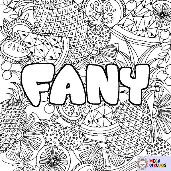 Coloración del nombre FANY - decorado mandala de frutas