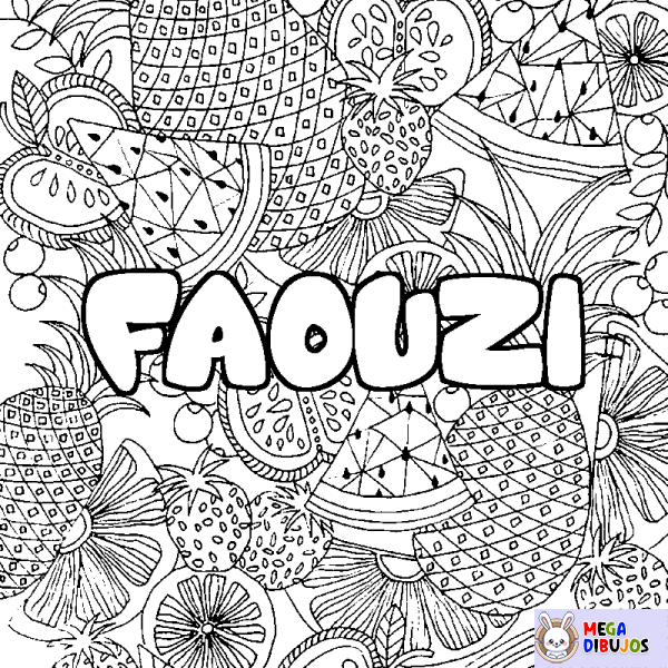 Coloración del nombre FAOUZI - decorado mandala de frutas