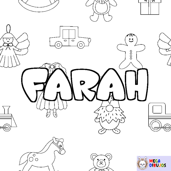 Coloración del nombre FARAH - decorado juguetes