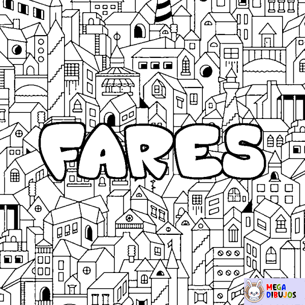 Coloración del nombre FARES - decorado ciudad