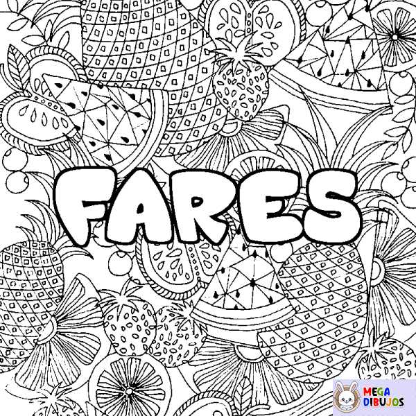 Coloración del nombre FARES - decorado mandala de frutas