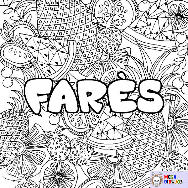 Coloración del nombre FAR&Egrave;S - decorado mandala de frutas