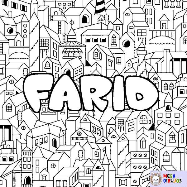 Coloración del nombre FARID - decorado ciudad