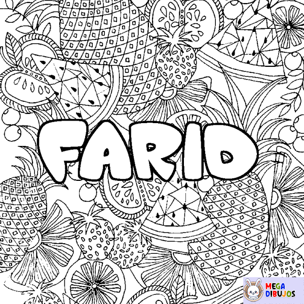 Coloración del nombre FARID - decorado mandala de frutas