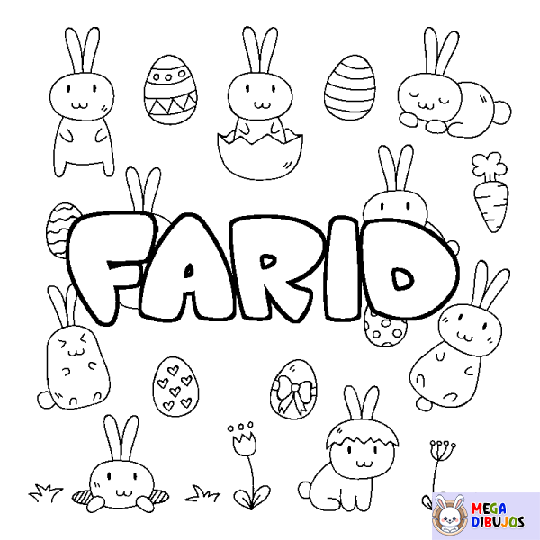 Coloración del nombre FARID - decorado Pascua