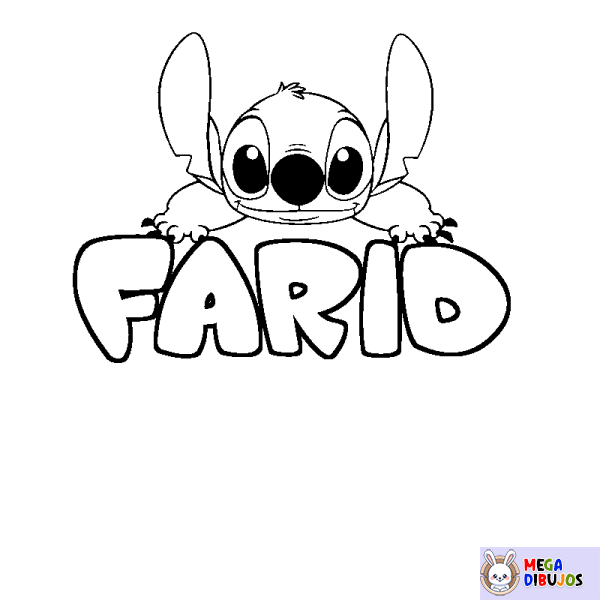 Coloración del nombre FARID - decorado Stitch