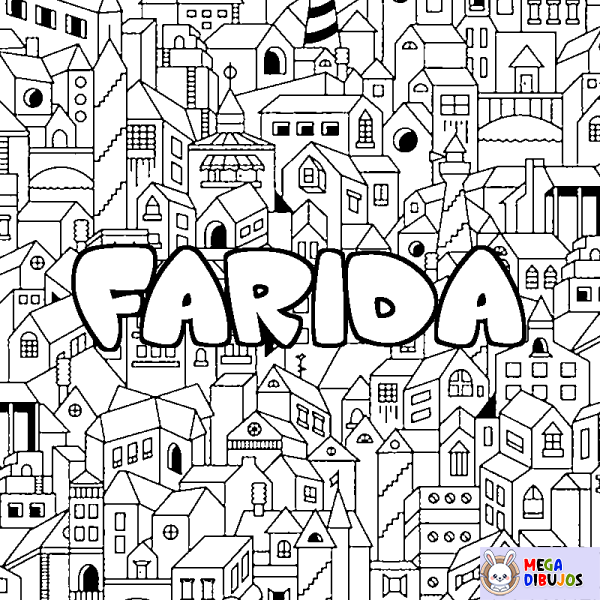 Coloración del nombre FARIDA - decorado ciudad