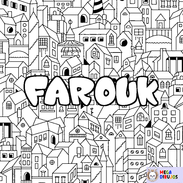 Coloración del nombre FAROUK - decorado ciudad