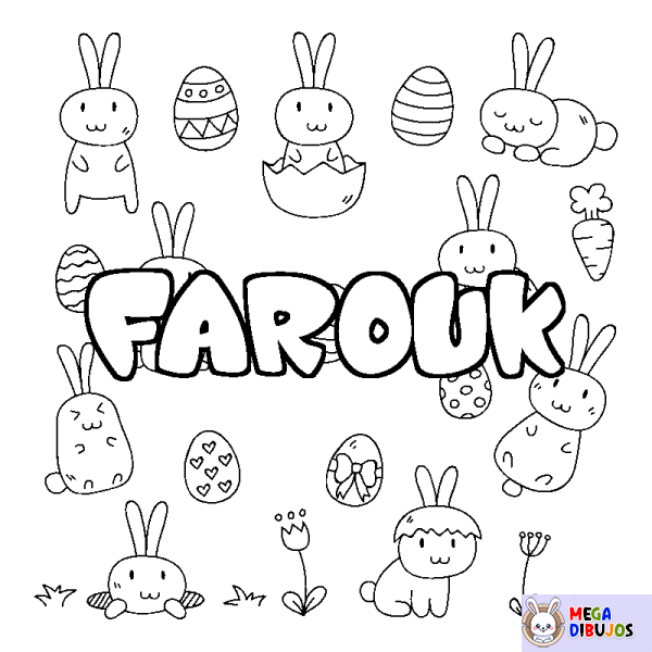 Coloración del nombre FAROUK - decorado Pascua