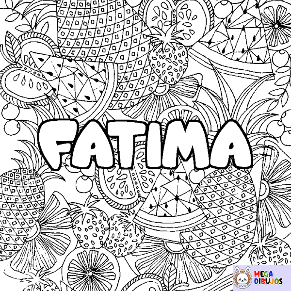 Coloración del nombre FATIMA - decorado mandala de frutas