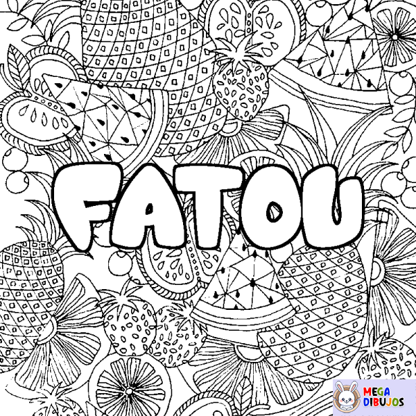 Coloración del nombre FATOU - decorado mandala de frutas