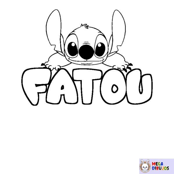 Coloración del nombre FATOU - decorado Stitch