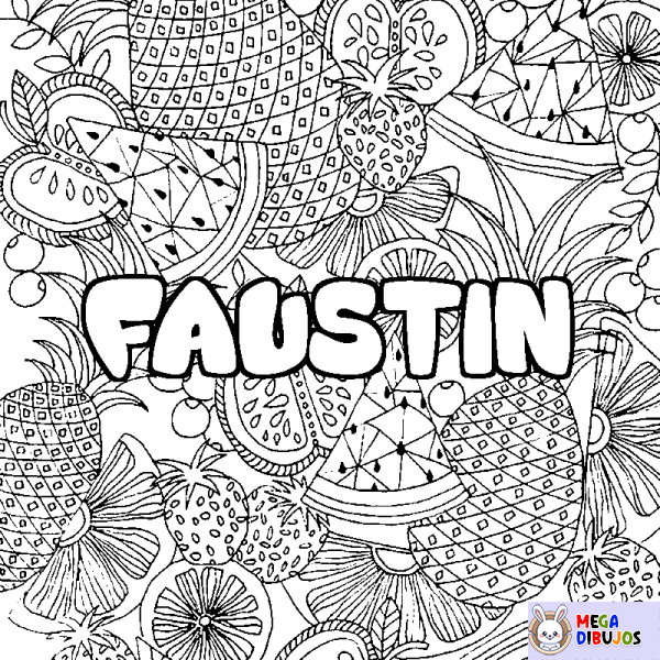 Coloración del nombre FAUSTIN - decorado mandala de frutas