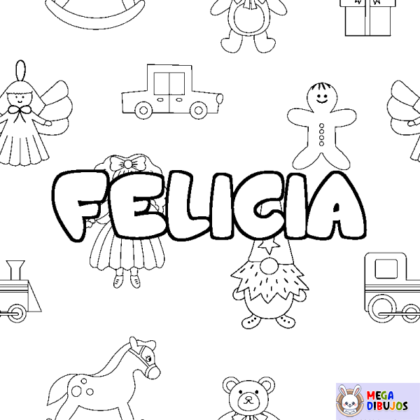 Coloración del nombre FELICIA - decorado juguetes