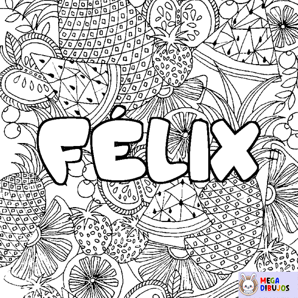 Coloración del nombre F&Eacute;LIX - decorado mandala de frutas