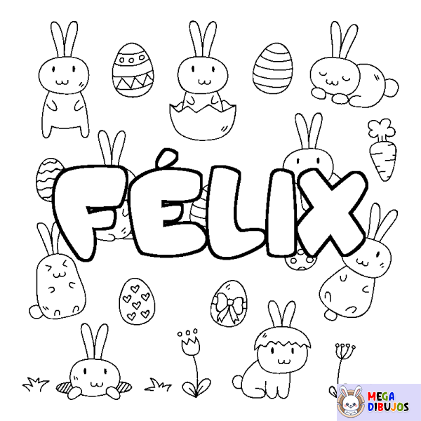 Coloración del nombre F&Eacute;LIX - decorado Pascua