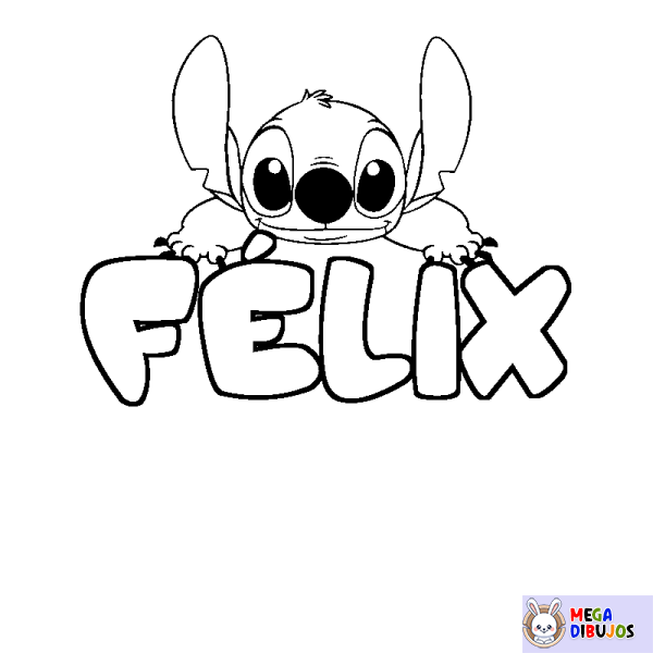 Coloración del nombre F&Eacute;LIX - decorado Stitch