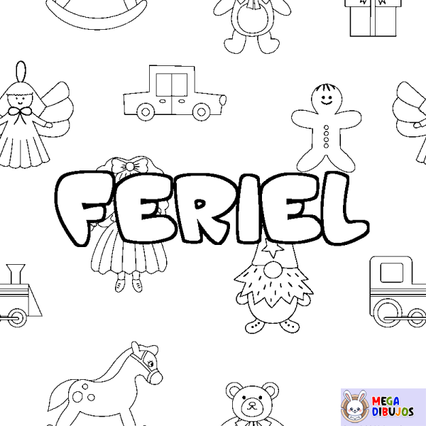 Coloración del nombre FERIEL - decorado juguetes