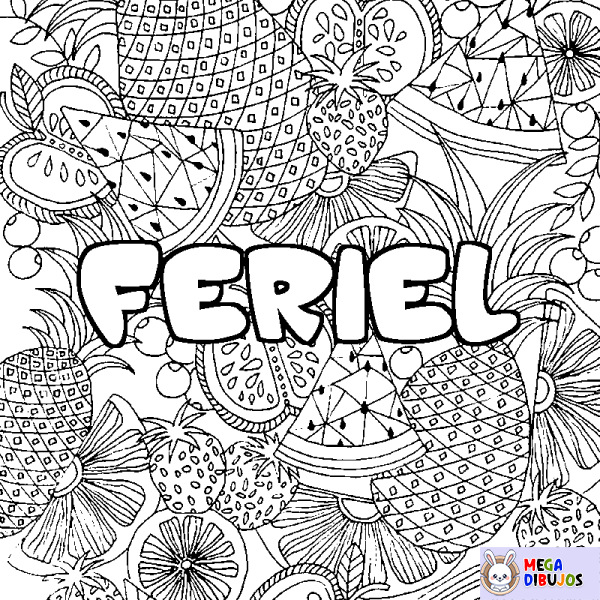 Coloración del nombre FERIEL - decorado mandala de frutas