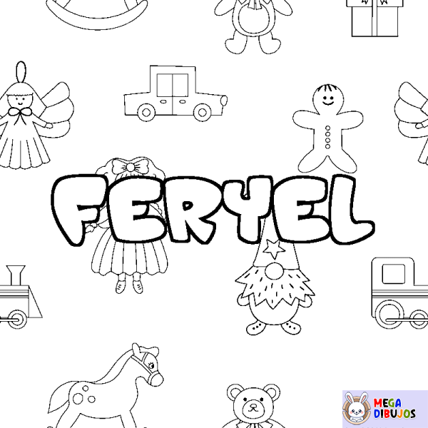 Coloración del nombre FERYEL - decorado juguetes