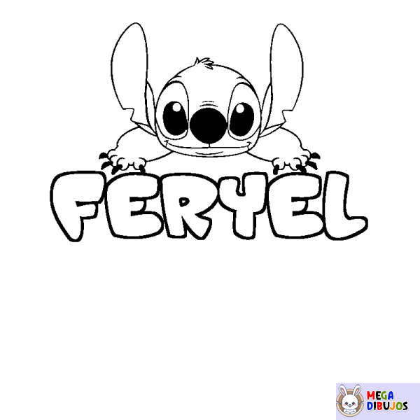 Coloración del nombre FERYEL - decorado Stitch