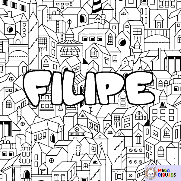 Coloración del nombre FILIPE - decorado ciudad